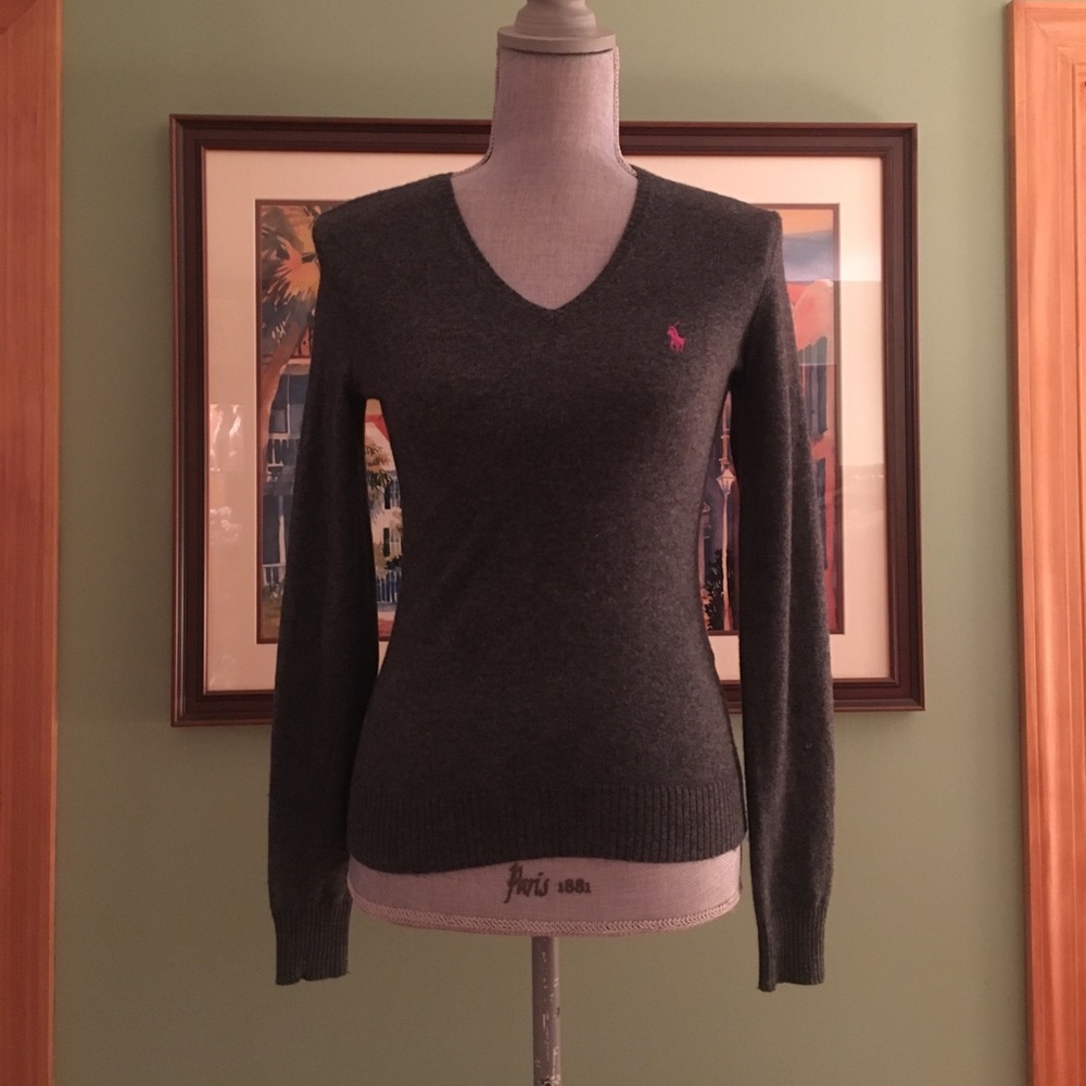 Ralph Lauren small v-neck grey sweater
